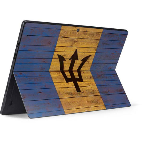Barbados Flag Dark Wood Surface Pro 7 Skin